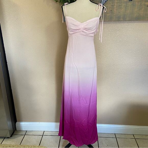 NWOT Lulus Maximum Allure Pink and Purple Ombre Satin Tie-Strap Maxi Dre… - Picture 3 of 9